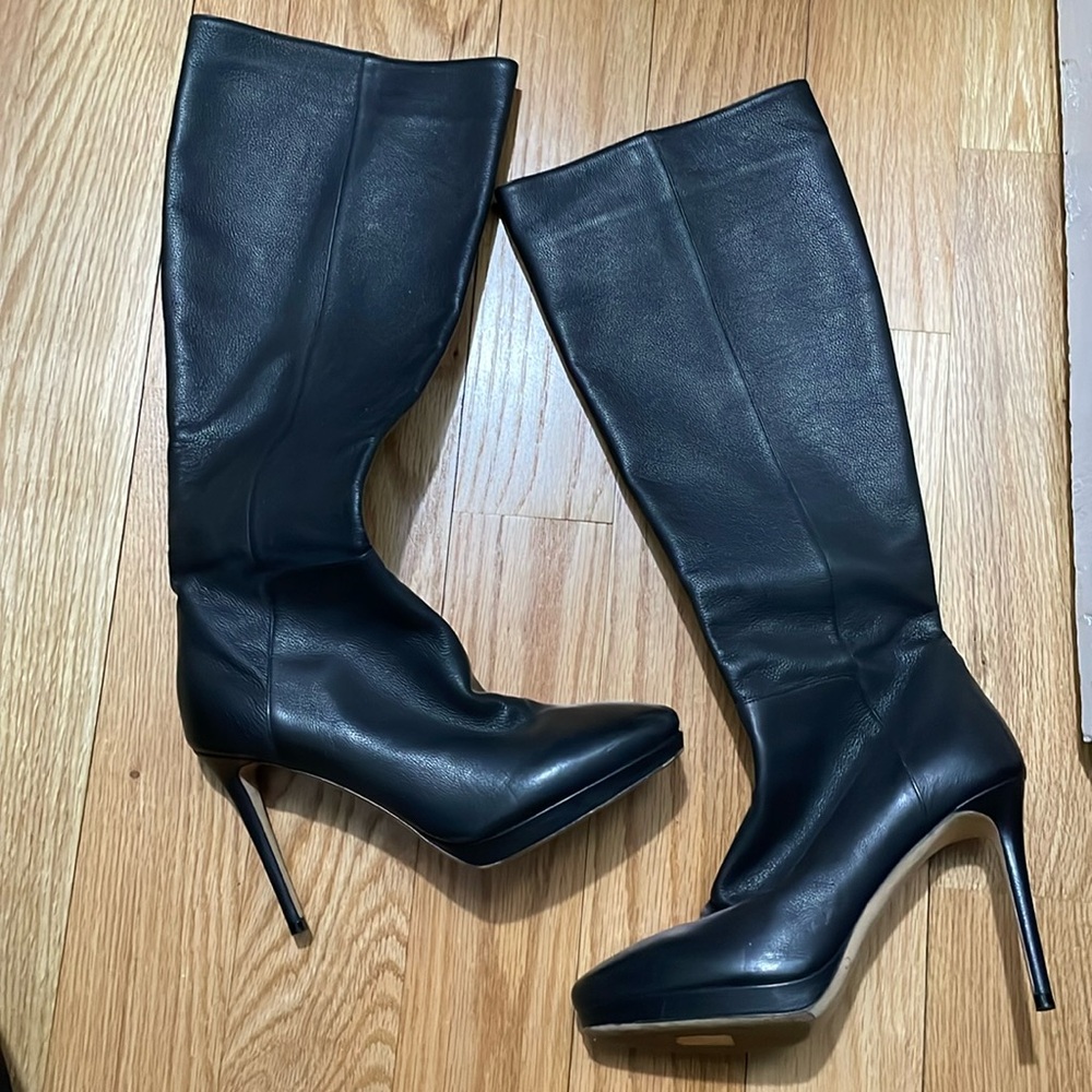 Black leather jimmy choo heel boots